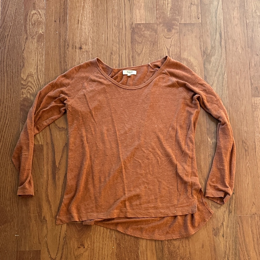 Madewell Women's Rust Long Sleeve 3/4 Sleeve Top size small